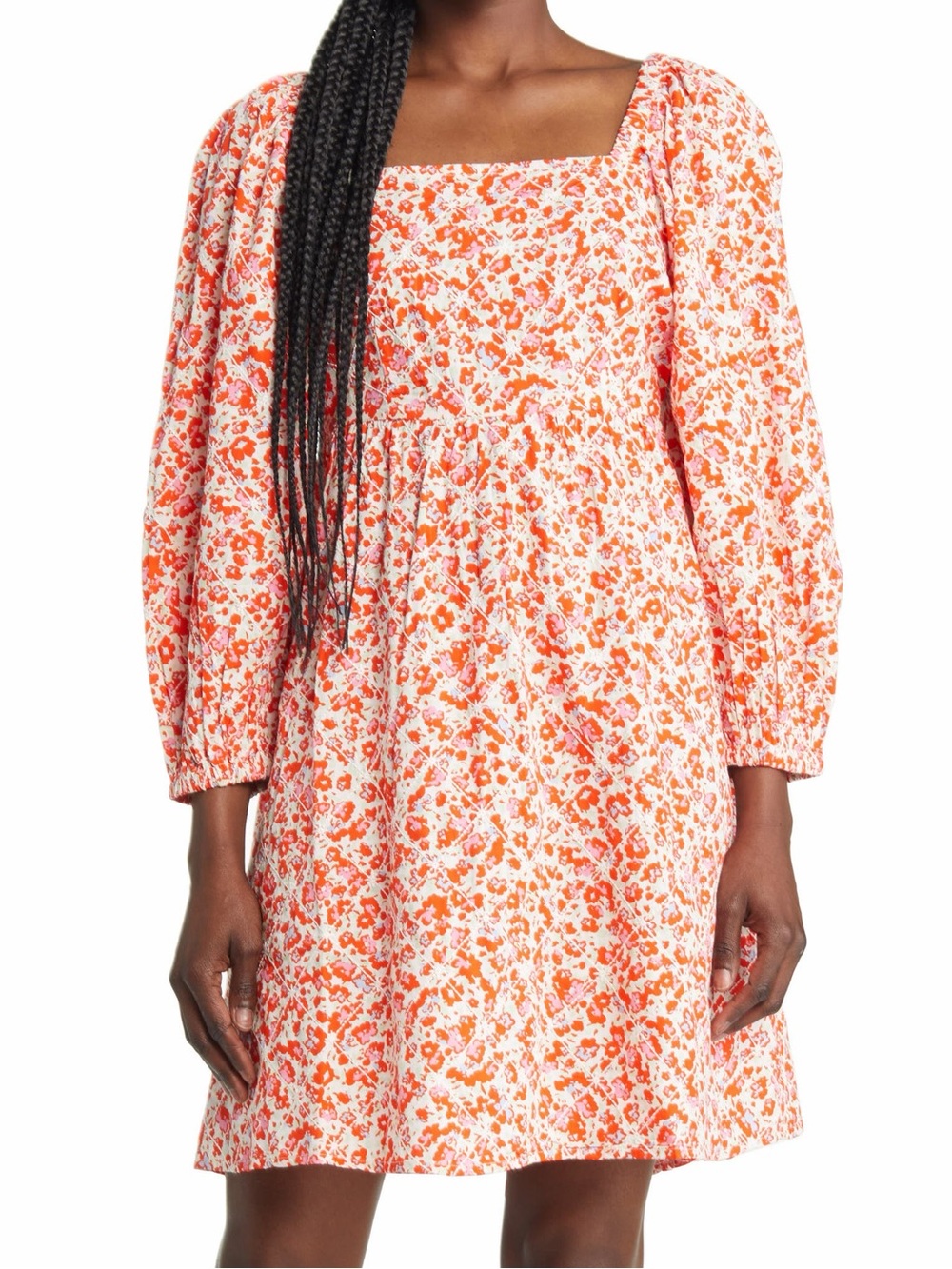 NWT Floral Long Sleeve Empire Waist Cotton Dress